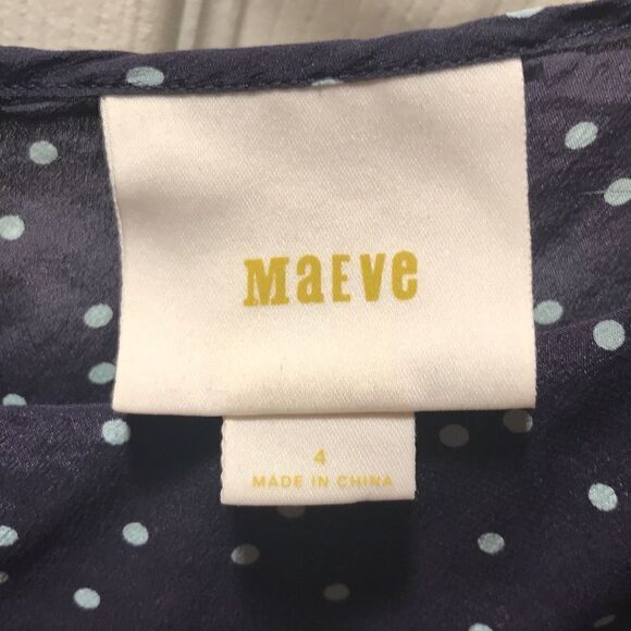 (5/$25) Anthro Maeve Navy Polka Dot Ruffle Sleeve - Picture 2 of 5